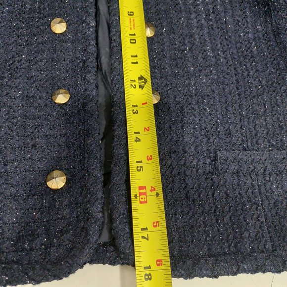 Belle House Japan Navy Blue Tweed Gold Button Skirt Suit, Size Us 4 Japan 9 - Picture 8 of 11
